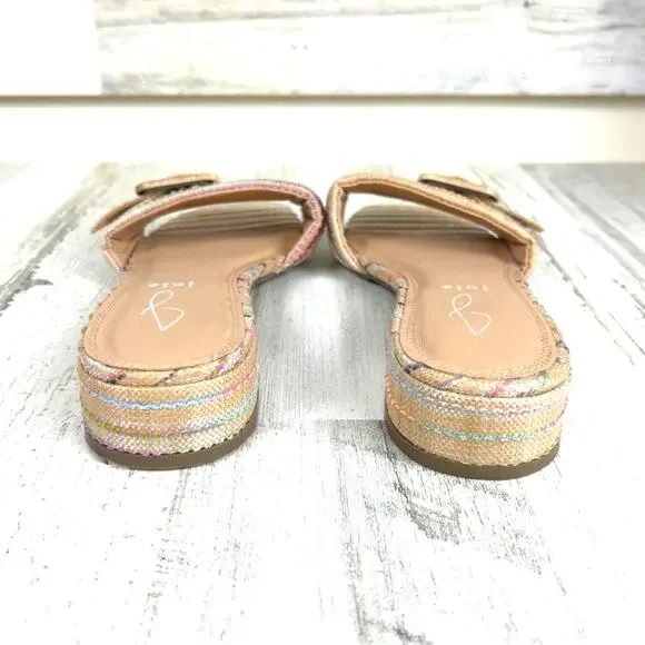 Joie Womens 7.5 Claire Multicolor Stripe Woven Buckle Flat Sandals Casual Summer - Picture 5 of 8